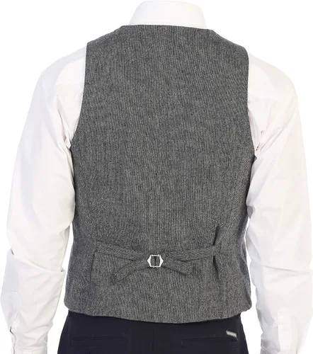Miniatura 124 de Gioberti Chaleco de tweed formal de 6 botones para hombres