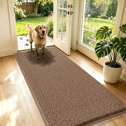 Miniatura 29 de IM HOME Tapete de chenilla absorbente para exterior 36" x 24", tapetes lavables antideslizantes para perros, tapete para puerta interior para Marrón
