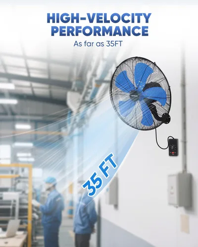 Miniatura 3 de KEN BROWN Ventilador oscilante industrial de alta velocidad de 18 pulgadas, 3 velocidades, ventilador de montaje en pared con máx. 4200 CFM