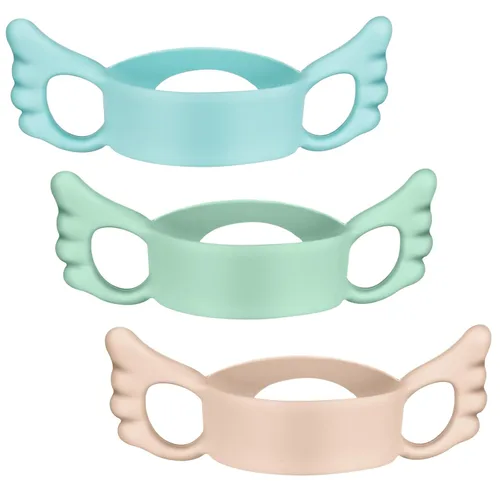 Miniatura 9 de Asas de silicona para biberones, 2 asas de fácil agarre para biberones de cuello ancho (verde/blanco)