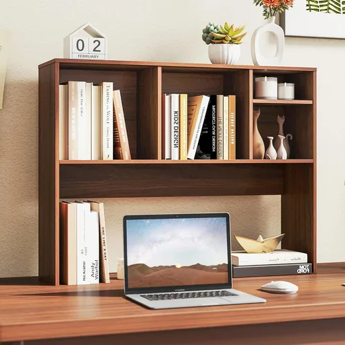 Miniatura 28 de LDAILY Desktop Bookshelf, 2-Tier Office Desk Shelf Organizer Desk Hutch with 4 Shelves, 37’’L Wood Storage Rack Display Shelf for Computer Desk
