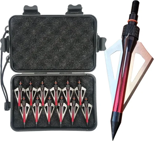 Miniatura 14 de Cabezas Anchas de Caza 12UN 100 Granos Cabezas de Flecha para Atornillar 3 Cuchillas Puntas de Flecha Compatibles con Ballesta y Arco Compuesto + 1