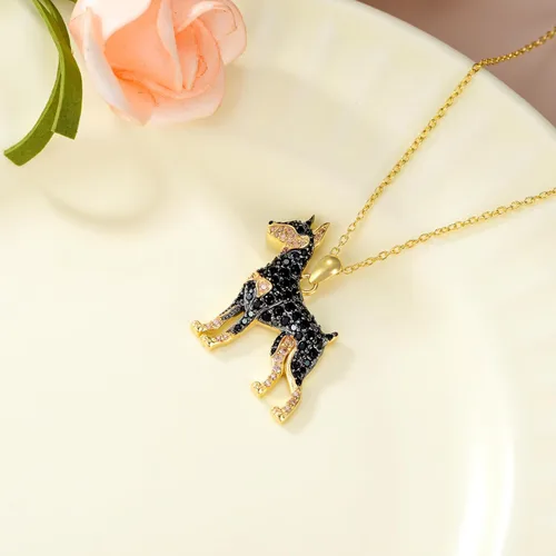 Miniatura 117 de Collares con colgante de perro de plata de ley S925 – 24 razas corgi/husky/labrador/pastor para mujer
