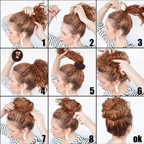 Miniatura 7 de Kitjans 2 piezas para hacer moños de dona de pelo grande, moldeador de moño de pelo grueso y largo (3.5 pulgadas/negro)