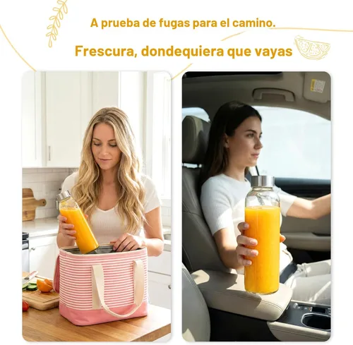 Miniatura 7 de Luxfuel Botellas de vidrio transparente con tapas de 18 onzas, botellas de agua de vidrio reutilizables con tapa de acero inoxidable para jugos