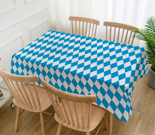 Miniatura 2 de Hafangry Mantel de Oktoberfest para decoración de fiesta temática del Oktoberfest alemán, mantel rectangular con bandera bávara azul