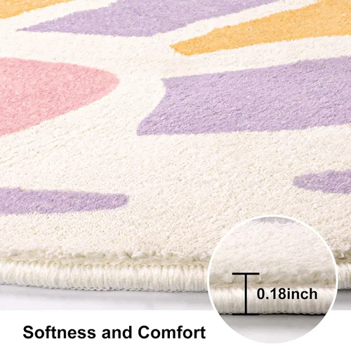 Miniatura 2 de Lukinbox Alfombra de mariposa para dormitorio de niñas, tapete de juego ultra suave para habitación, alfombra colorida antideslizante para área