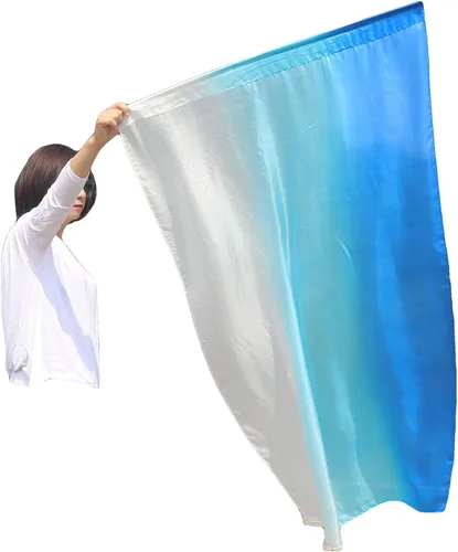 Miniatura 28 de Winged Sirenny Banderas flexibles de alabanza porfética de adoración de danza, serpentina rectangular de 50 pulgadas (luna azul)