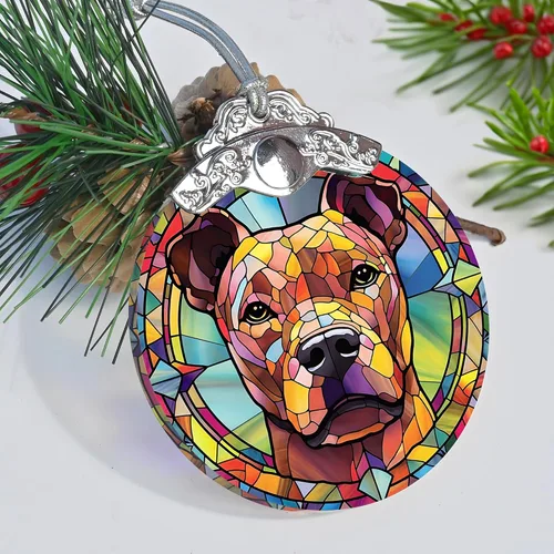 Miniatura 6 de Jocidea Adorno para perro, adorno colgante de American Staffordshire Terrier – vidrio, Navidad, Acción de Gracias, decoraciones de cumpleaños