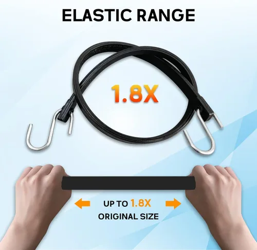 Miniatura 6 de ROBLOCK Cuerdas elásticas de 15 pulgadas con ganchos con 150% de elasticidad máxima, correas de lona de goma 100% EPDM con ganchos en S prensados