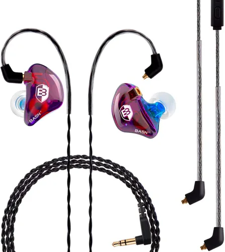 Miniatura 11 de BASN Auriculares profesionales intrauditivos con monitor para cantantes, bateristas y músicos con conector MMCX IEM (Pro Clear Negro)