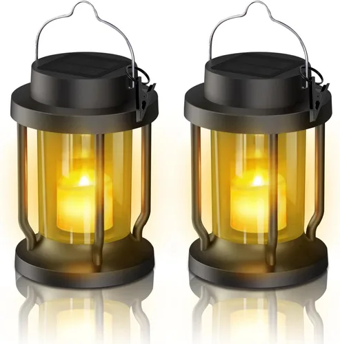 Miniatura 9 de Farol solar para uso en interiores y exteriores, luces solares colgantes con vela parpadeante realista sin llama, resistente a la intemperie