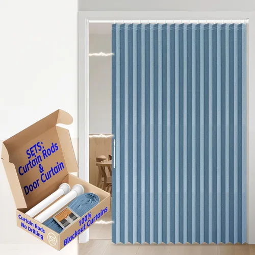 Miniatura 79 de AJAZZ Cortina de puerta magnética 100% opaca de acordeón para armario, cortina invisible para puerta interior de dormitorio, sala de estar, pasillo
