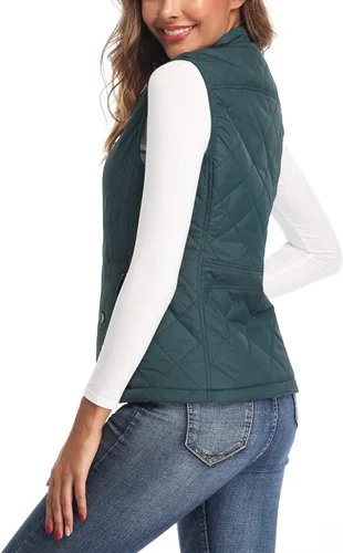 Miniatura 3 de LONGKING Chaleco de mujer, cuello alto, ligero, con cremallera, acolchado para mujer
