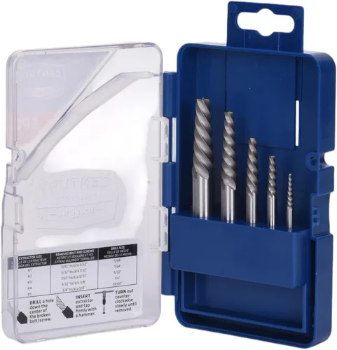 Miniatura 13 de Century Drill & Tool 73215 Juego de extractor de tornillos de flauta cuadrada de 5 piezas, #1 - #5, para extraer tornillos rotos y pernos sin dañar