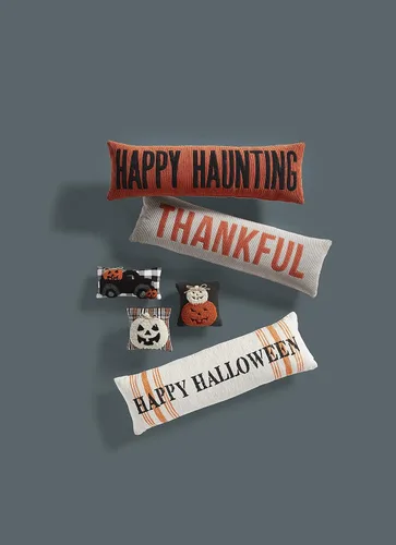 Miniatura 4 de Mud Pie Mini almohada de gancho de Halloween, 1 unidad (paquete de 1), dos calabazas