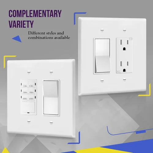 Miniatura 6 de ENERLITES - Cubierta decorativa de interruptor doble, placa de pared de dos salidas, 2 bandas de gran tamaño, 5.50 x 5.50 pulgadas, termoplástico