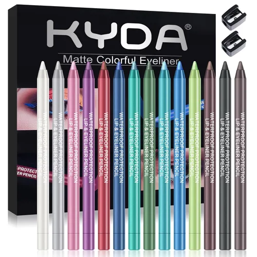 Ownest Lápiz delineador de ojos de 14 colores, kit de lápiz delineador de ojos metálico perlado, delineador de ojos con purpurina para mujeres,
