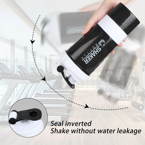 Miniatura 4 de Botella agitadora - Taza agitadora de proteínas con compartimentos de almacenamiento - Botellas de batido para entrenamiento a prueba de fugas