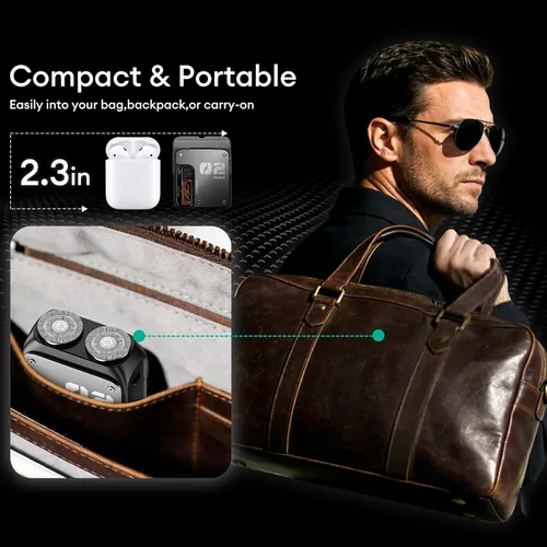 Miniatura 3 de PAXA Mini afeitadora eléctrica para hombres, maquinilla de afeitar eléctrica de 9000 rpm para hombres, afeitadora magnética de doble cabezal Gris