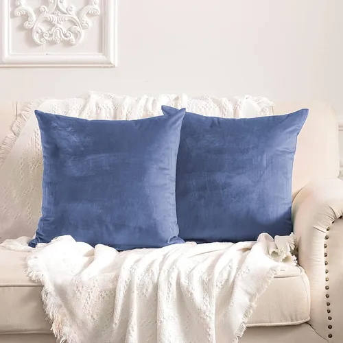 Miniatura 15 de FY FIBER HOUSE Paquete de 2 fundas de almohada de terciopelo decorativas, fundas de cojín suaves y sólidas, 16 x 16 pulgadas, color negro
