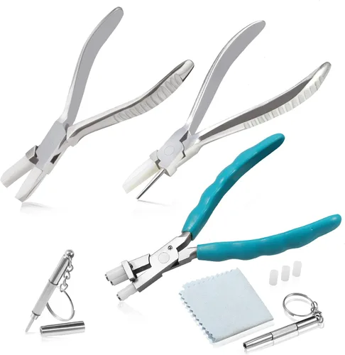 Alicates de marco de lentes redondos y de nailon con alicates Trident ópticos de 6 pulgadas, alicates profesionales de ajuste de marco, kit de