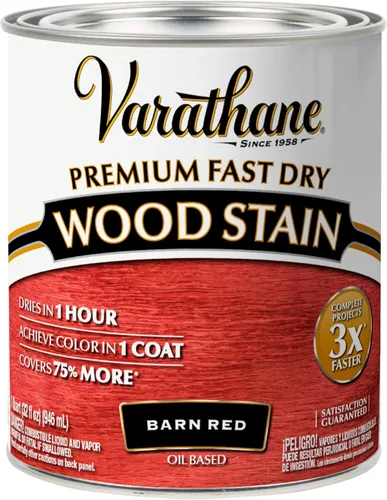 Varathane Premium - Pintura para madera de secado rápido, 1 cuarto de galón, color rojo granero Granero rojo