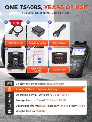 Miniatura 8 de Autel MaxiTPMS TS408S, herramienta de reaprendizaje TPMS 2026 funciona como TS501 PRO TS508WIF MK808S-TS MP900TS, OBD II Pr0gramming para Autel