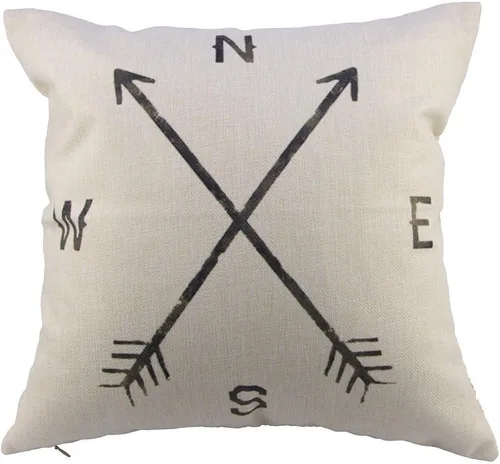 Miniatura 3 de Leaveland Magic Arrow Compass North South West East - Funda de almohada cuadrada de lino y algodón, decorativa, duradera, decoración del hogar