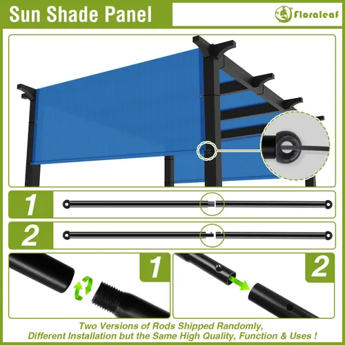Miniatura 4 de Cubierta de Sombra para Pérgola de 3'×4' Toldo de Repuesto Universal para Patio Exterior Porche Patio Trasero Cenador con Ojales Varillas