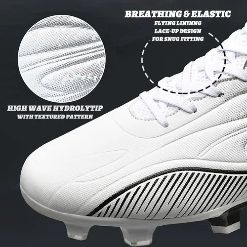 Miniatura 2 de KAONSUFS Zapatos de fútbol para niños grandes, tacos de fútbol altos, con cordones, antideslizantes, para interiores, fútbol sala