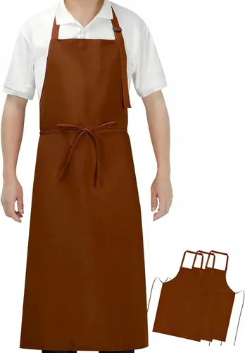Miniatura 11 de SHEOMERN Delantales de cocina para hombre, impermeables, a prueba de aceite, 3 capas, largo sin bolsillos, para asar a la parrilla, hornear, regalo