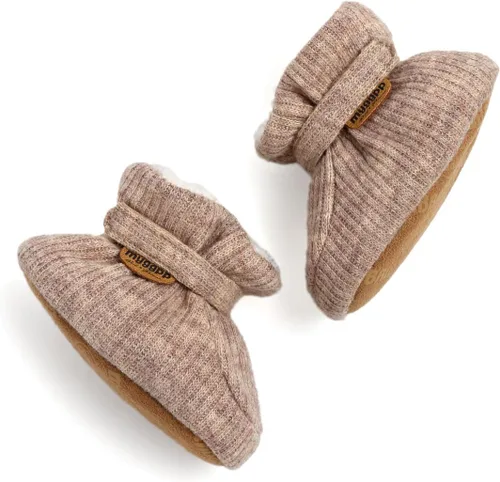 Miniatura 104 de Botines de forro polar para bebés, niños y niñas, pantuflas antideslizantes con agarre suave, zapatos de calcetín para recién nacidos, cuna