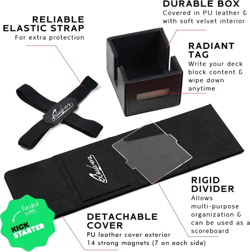 Miniatura 2 de Quiver Time Black Citadel Deck Block for Magic: the Gathering Cards - TCG 100+ Premium Commander Deck Box, caja de mazos MTG para tarjetas, dados