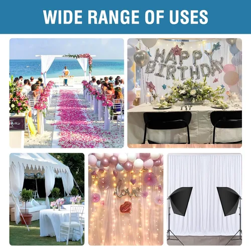 Miniatura 6 de H.VERSAILTEX Cortinas de gasa transparente para fiestas, cortinas de fotografía para decoración de bodas, fiestas, 5 x 7 pies, cortinas de fiesta