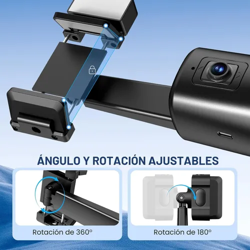 Miniatura 4 de Trípode de seguimiento facial automático giratorio de 360°, soporte para fotos y video, sin aplicación, soporte para cámara con control remoto