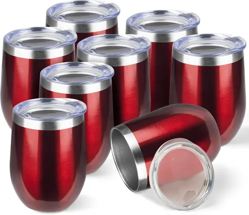 Miniatura 25 de StarSpeed Vaso de vino de 12 onzas con tapa, tazas de viaje de acero inoxidable sin pie con aislamiento de doble pared, taza de café aislada, vasos