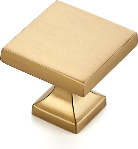Miniatura 11 de Paquete de 30 manijas para gabinete de cocina color latón envejecido, accesorios de hardware para cajones y aparadores, manijas cuadradas