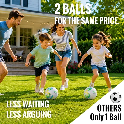 Miniatura 3 de VavaCava - Juego de arcos de fútbol portátiles de 4 x 3 pies para diversión en el patio trasero, 2 redes, 2 pelotas de tamaño 3, 10 conos