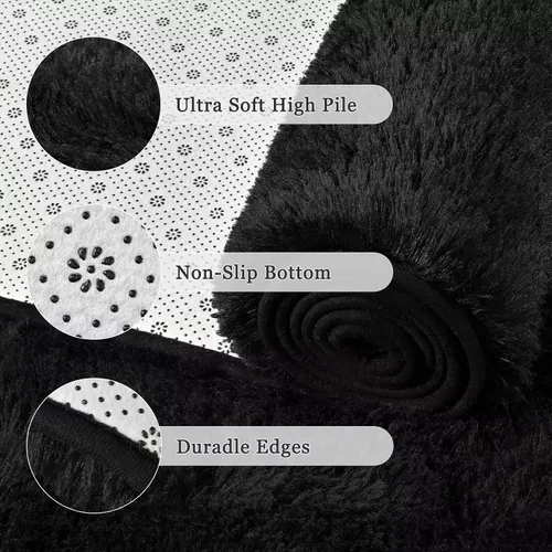 Miniatura 6 de JUNOVO - Alfombra de área lavable, antideslizante, alfombras ultra suaves de 4 x 5.3 pies, alfombras esponjosas para dormitorio, niños, niñas, Azul
