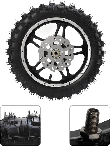 Miniatura 2 de Rueda de freno de disco para neumáticos traseros, rueda trasera de metal de goma 2.5‑10 con rueda dentada de disco y conjunto de neumáticos