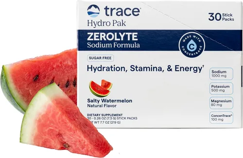 Trace Minerals ZeroLyte Sabor a Sandía Salada - Mezcla de Bebida Electrolitos Libre de Azúcar - Apoya la Hidratación, Energía, Resistencia - Sal de
