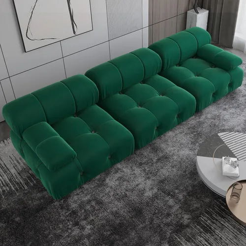 Miniatura 28 de Sofá modular seccional, sofá de terciopelo, asiento medio, beige