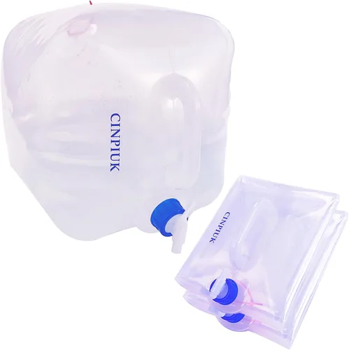 Miniatura 9 de Contenedor de agua plegable de 5 galones con espiga, jarra de agua para camping, cubo de almacenamiento de agua al aire libre, agua portátil
