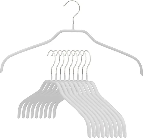 Miniatura 14 de MAWA - Perchas estrechas pequeñas de acero con revestimiento antideslizante, para camisas, vestidos, trajes, camisolas, chaquetas, gancho giratorio