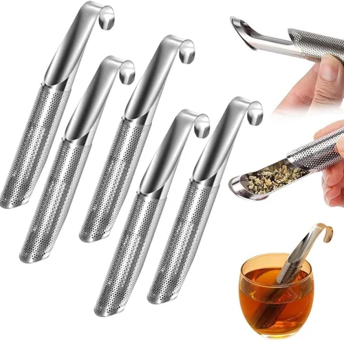 Miniatura 6 de Infusor de té, colador de té de hojas sueltas con asa de gancho colgante, bolsas de acero inoxidable para hojas sueltas, artefacto creativo de tubo