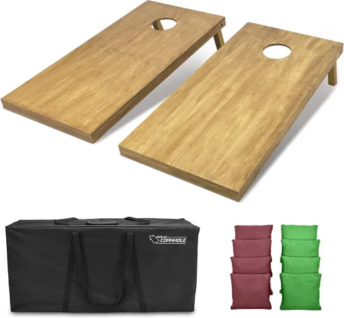 Miniatura 59 de GoSports 4 ft x 2 ft Regulation Size Wooden Cornhole Boards Set with Light Brown Finish - Includes Carrying Case and Bean Bags Negro- gris