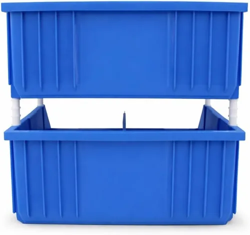 Miniatura 2 de Paquete de 2 contenedores apilables extragrandes de almacenamiento – 16.5 x 14.5 x 6.9 pulgadas, organizador resistente, diseño colgante