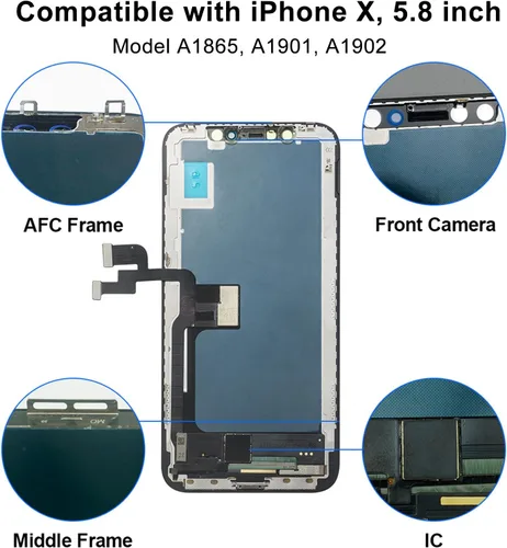 Miniatura 3 de EFAITHFIX para iPhone X Reemplazo de pantalla LCD de 5.8 pulgadas, pantalla LCD táctil 3D de visualización LCD Full HD, montaje de marco completo
