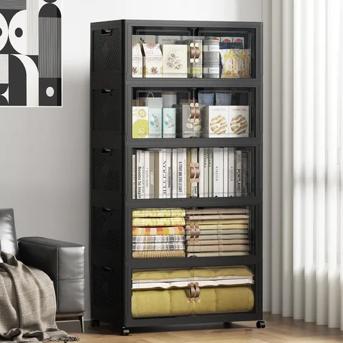 Miniatura 10 de SAILUN 321QT/80Gal Contenedores de almacenamiento apilables con tapa, contenedores de almacenamiento plegables con puertas, armario plegable